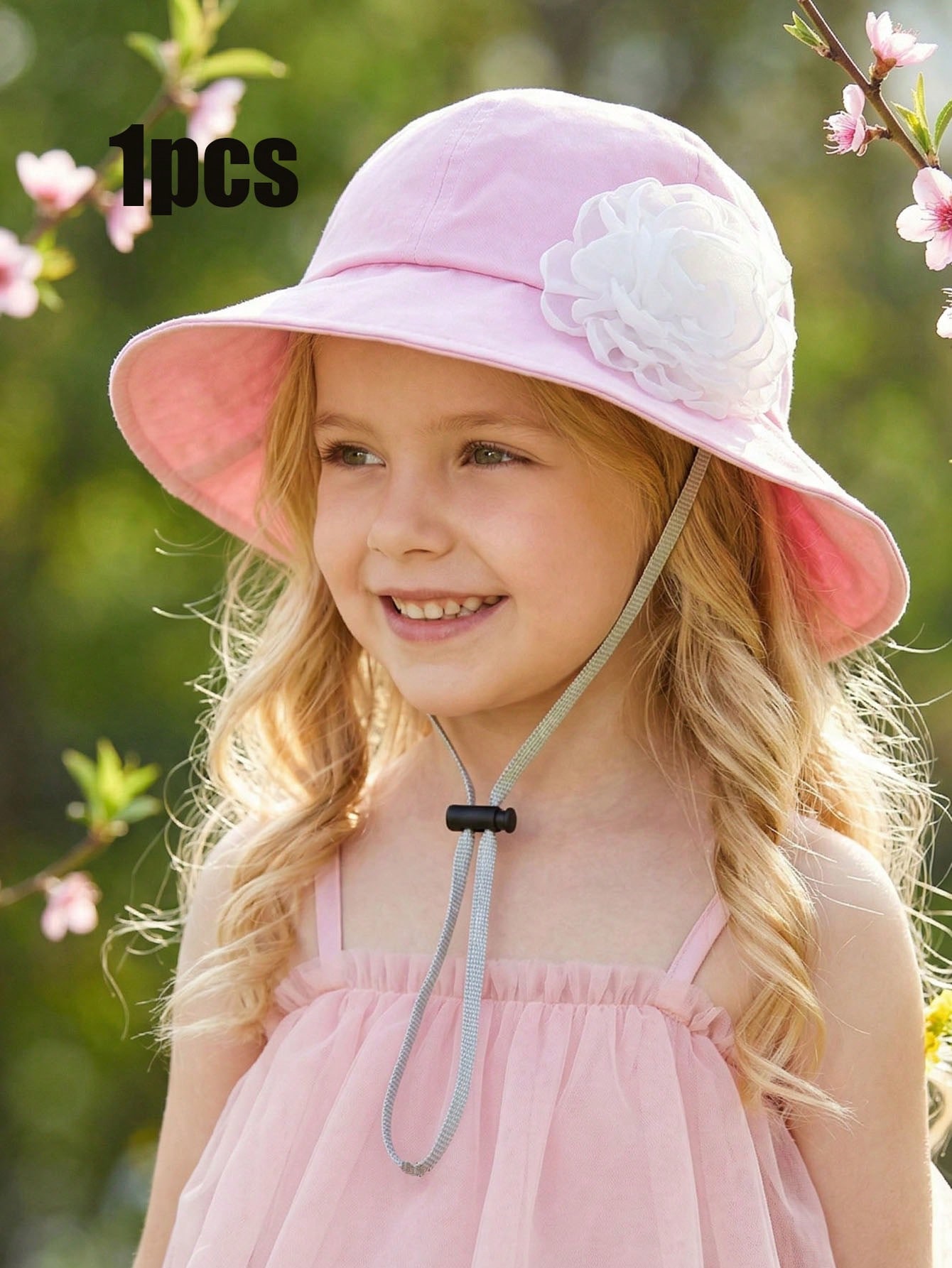 Fishing Hat - 1Pc 3-8Y Girls White Big Flower