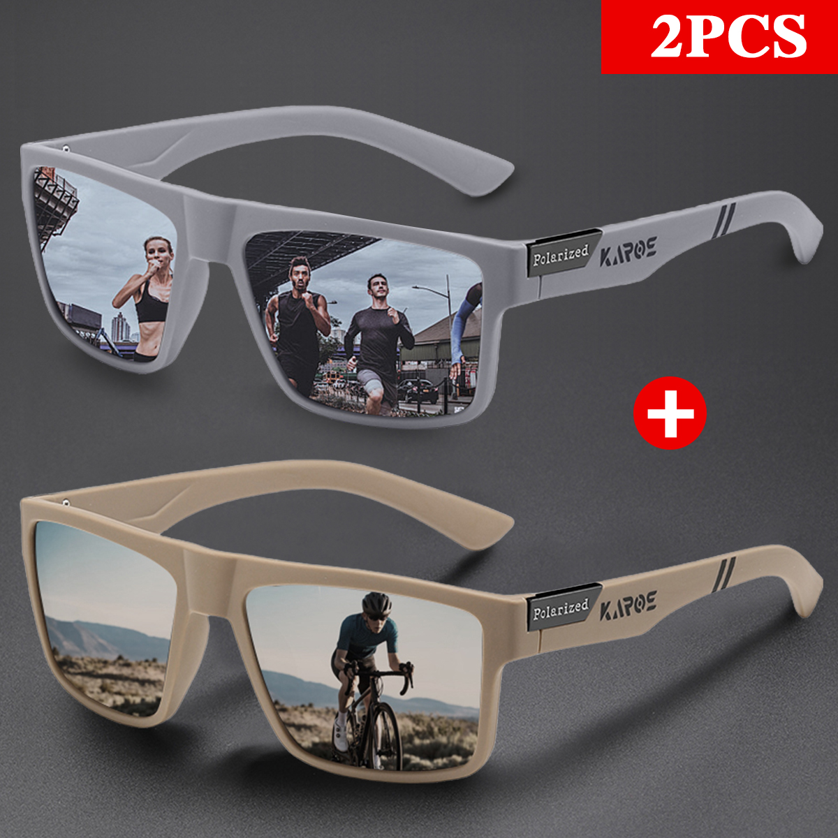 KAROS 2PCS Retro Square Polari - Fishing Sunglasses Polarized review and price