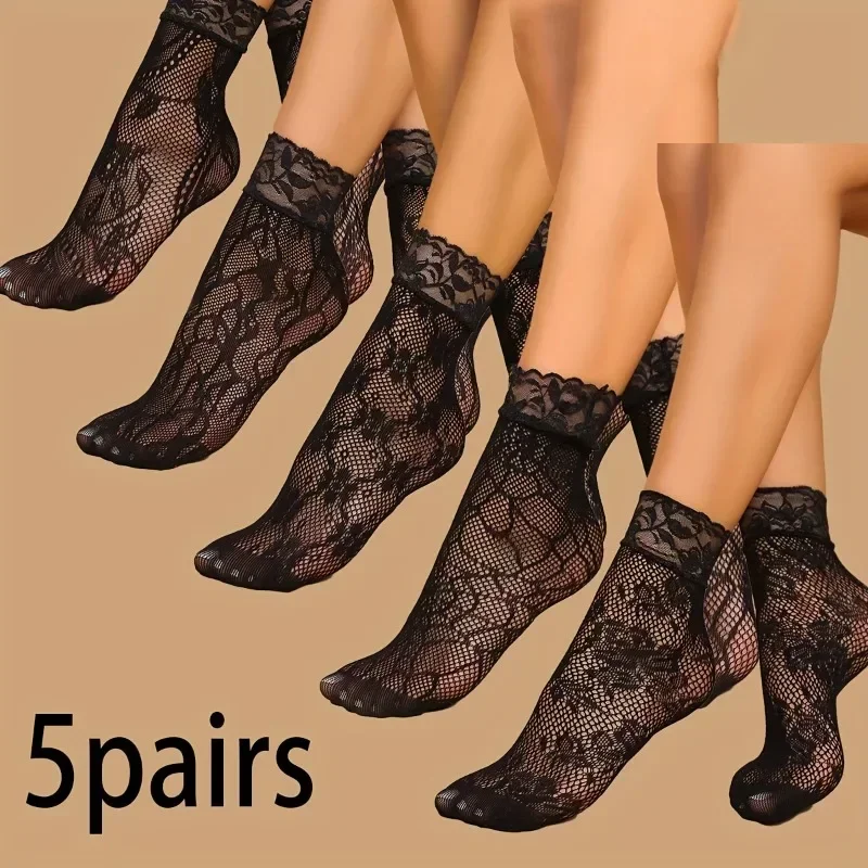 5 Pairs Floral Lace Socks Thin - Fishing Socks review and price