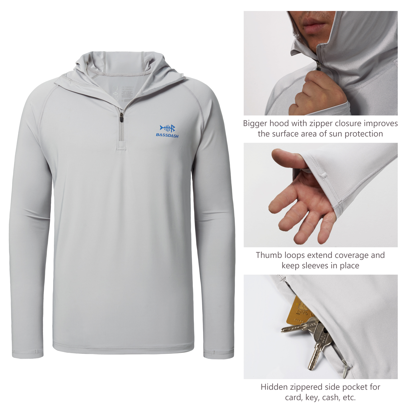 Bassdash Men’s UPF 50+ 1/4 Zip - Fishing Shirt Uv Protection review and price